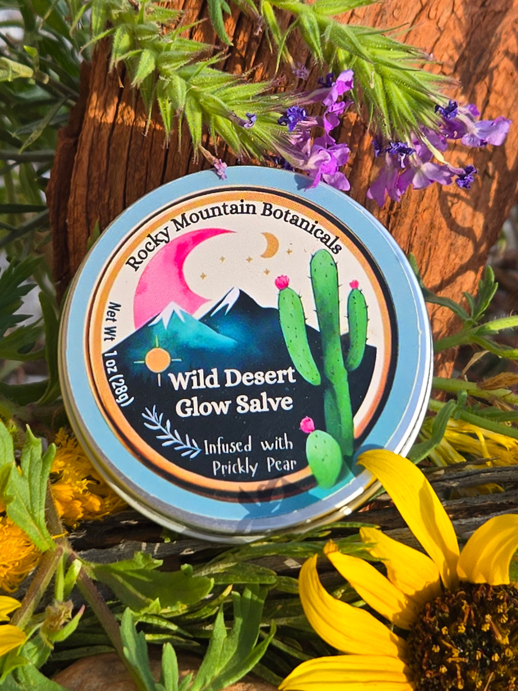 OG Wild Desert Glow Salve 1oz tin with honey-infused natural healing balm made in the Rocky Mountains
