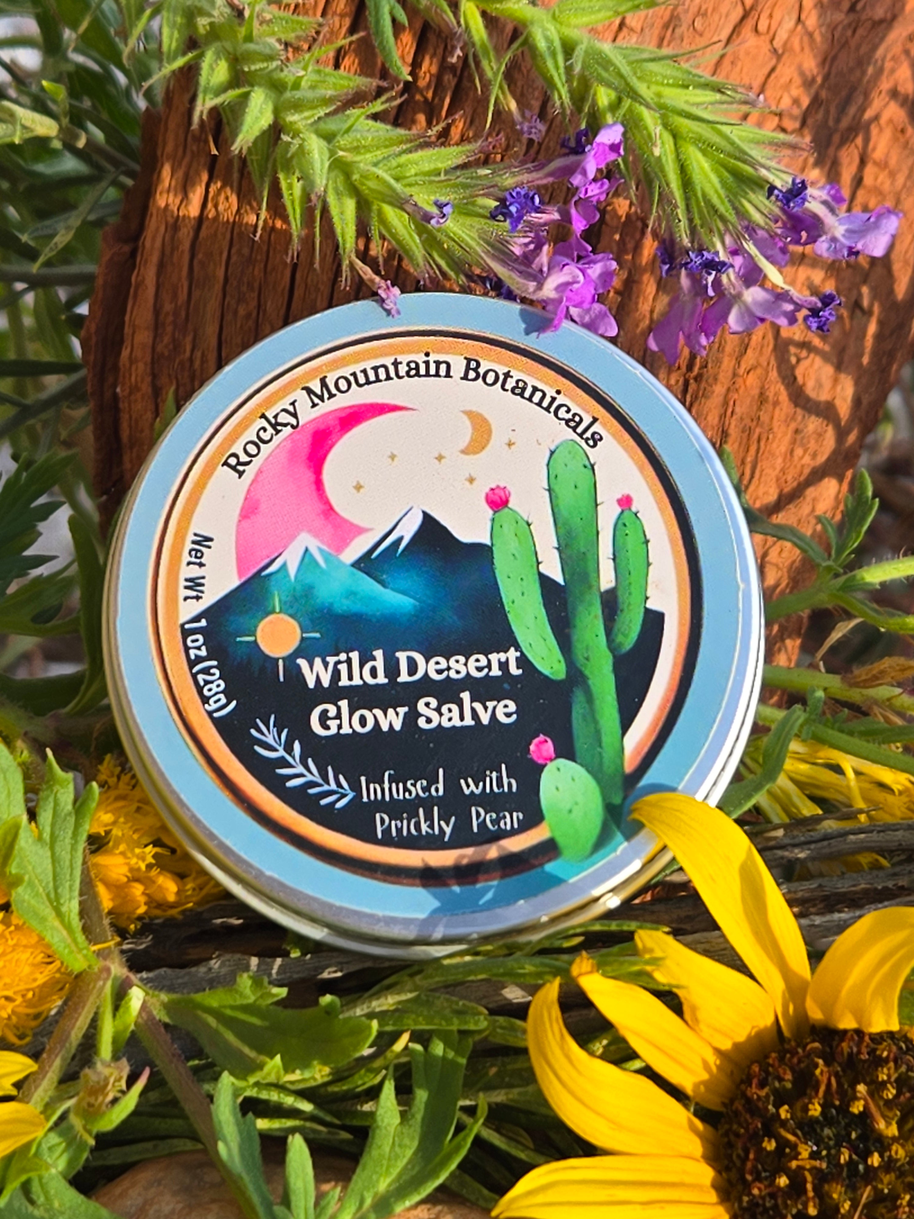 OG Wild Desert Glow Salve 1oz tin with honey-infused natural healing balm made in the Rocky Mountains
