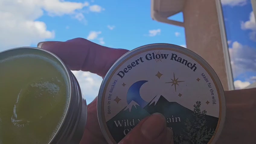 Wild Mountain Glow Salve texture and application with juniper-infused botanical skincare